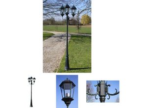 8721031332909 - Gartenlaterne 3-flammig 230 cm Dunkelgrün Schwarz Aluminium - Außenbeleuchtung - Grün - The Living Store