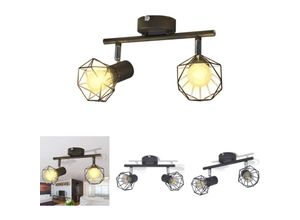 8721031334330 - The Living Store Deckenstrahler mit 2 LED-Glühlampen Industrie-Stil Drahtschirm - Deckenleuchten