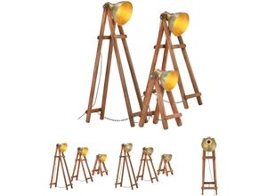 8721031334798 - The Living Store Stehlampen 3 Stk Messing E27 Mango Massivholz - Lampen