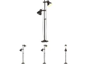 8721031335139 - Stehlampe 2-flammig Schwarz E27 Gusseisen - Lampen - Schwarz - The Living Store