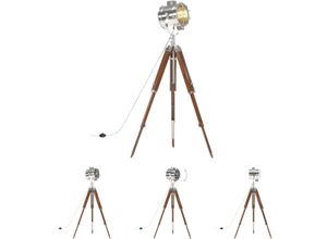 8721031335214 - Stehleuchte Dreibein Massivholz Mango 165 cm - Lampen - Braun - The Living Store