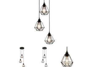 8721031335986 - Deckenleuchte mit Diamant-Design Schwarz 3 x E27 Glühbirnen - Lampen - Schwarz - The Living Store