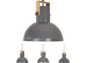 8721031336105 - The Living Store - Hängelampe Industriestil 25 w Grau Rund Mangoholz 52 cm E27 - Lampen - Grau