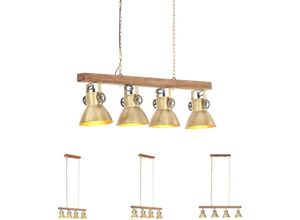 8721031336334 - Deckenlampe Industriestil Messing E27 Mangoholz - Lampen - Braun - The Living Store