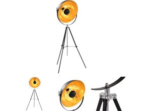 8721031336402 - Standleuchte E27 Schwarz und Golden 51 cm - Lampen - Schwarz - The Living Store