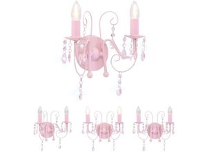 8721031336495 - The Living Store Wandleuchte mit Perlen Rosa 2 × E14-Fassungen - Lampen - Rosa