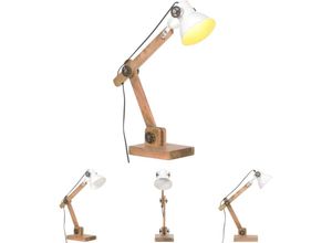 8721031336648 - The Living Store - Schreibtischlampe Industriestil Weiß Rund 58x18x90 cm E27 - Lampen - Weiß