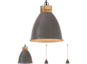 8721031336792 - The Living Store Hängelampe Industrie-Stil Grau Eisen & Massivholz 35 cm E27 - Lampen - Grau