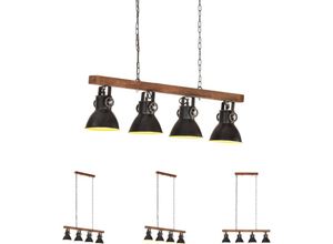 8721031336891 - The Living Store - Deckenlampe Industriestil Schwarz E27 Mangoholz - Lampen - Schwarz