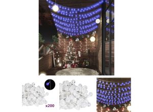 8721031370963 - The Living Store - Lichterkette Kugeln 20 m 200 led Blau 8 Funktionen - Weihnachtsbeleuchtung