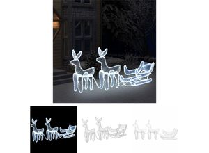 8721031374633 - The Living Store Weihnachtsbeleuchtung 2 Rentiere und Schlitten Mesh 648 LEDs - Weihnachtsbeleuchtung