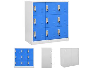 8721031554967 - Schließfachschrank Hellgrau und Blau 90x45x925 cm Stahl - Aufbewahrungsschränke & Schließfächer - Grau - The Living Store