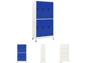 8721031555278 - Maison Exclusive - The Living Store Schließfachschrank Grau und Blau 90x45x180 cm Stahl - Aufbewahrungsschränke & Schließfächer - Grau