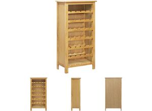 8721031561231 - Weinschrank 56 x 32 x 110 cm Massivholz Eiche - Weinregale - Braun - The Living Store