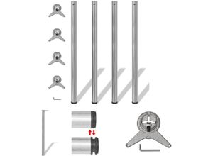 8721031665373 - 4x höhenverstellbares Tischbein Nickel gebürstet 1100 mm - Tischbeine - Silber