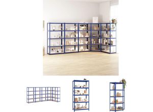 8721031968405 - The Living Store Regale mit 5 Böden 5 Stk Blau Stahl & Holzwerkstoff - Industrieregale - Blau