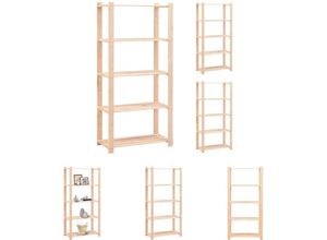 8721031968443 - The Living Store - Lagerregale 5 Böden 3 Stk 80x38x170cm Massivholz Kiefer 250kg - Industrieregale - Beige