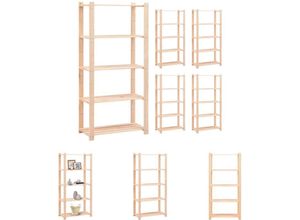 8721031968788 - The Living Store - Lagerregale 5 Böden 5 Stk 80x38x170cm Massivholz Kiefer 250kg - Industrieregale - Beige