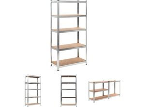 8721031968870 - Prolenta Premium - The Living Store Lagerregal mit 5 Böden Silbern Stahl & Holzwerkstoff - Industrieregale - Braun