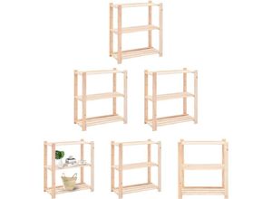 8721031968887 - Lagerregale 3 Böden 3 Stk 80x38x90cm Massivholz Kiefer 150kg - Industrieregale - Beige - The Living Store