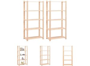 8721031968986 - Regale 5 Böden 2 Stk 80×38×170 cm Kiefer Massivholz 250 kg - Industrieregale - Beige - The Living Store