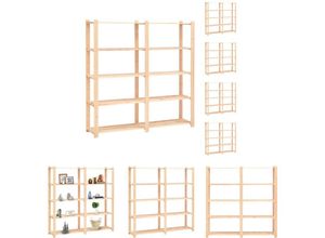 8721031969051 - Lagerregale 5 Böden 5 Stk 170x38x170cm Massivholz Kiefer 500kg - Industrieregale - Beige - The Living Store