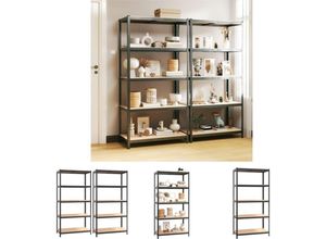 8721031969068 - The Living Store - Schwerlastregale mit 5 Böden 2 Stk Grau Stahl & Holzwerkstoff - Industrieregale - Grau