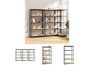 8721031969082 - The Living Store - Regale mit 5 Böden 3 Stk Anthrazit Stahl & Holzwerkstoff - Industrieregale - Anthrazit