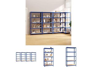 8721031969150 - The Living Store - Regale mit 5 Böden 4 Stk Blau Stahl & Holzwerkstoff - Industrieregale - Blau