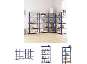 8721031969266 - The Living Store - Regale mit 5 Böden 4 Stk Blau Stahl & Holzwerkstoff - Industrieregale - Blau