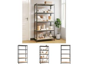 8721031969273 - Doc&et² - The Living Store Schwerlastregal mit 5 Böden Grau Stahl & Holzwerkstoff - Industrieregale - Grau