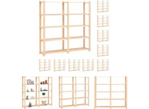 8721031969327 - Lagerregale 5 Böden 10 Stk 170x38x170cm Massivholz Kiefer 500kg - Industrieregale - Beige - The Living Store