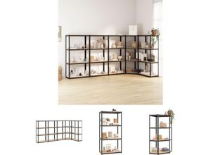 8721032004355 - The Living Store - Regale mit 4 Böden 5 Stk Anthrazit Stahl & Holzwerkstoff - Industrieregale - Anthrazit