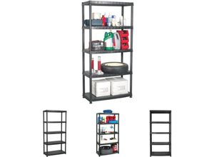 8721032004447 - Lagerregal 5-Tier Schwarz 915x457x185 cm Kunststoff - Industrieregale - Schwarz - The Living Store