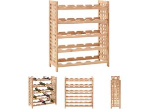 8721032010554 - Weinregal für 25 Flaschen Nussbaumholz Massiv 63x25x73 cm - Weinregale - Beige - The Living Store