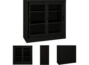 8721032012336 - Vidaxl - The Living Store Schrank mit Schiebetür Schwarz 90x40x90 cm Stahl - Aufbewahrungsschränke & Schließfächer - Schwarz