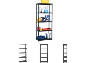 8721032012480 - Lagerregal 5-Tier Schwarz 71x38x170 cm Kunststoff - Industrieregale - Schwarz - The Living Store