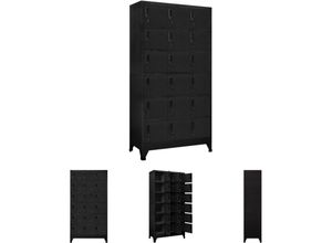 8721032016952 - Jinlefu - The Living Store Schließfachschrank Schwarz 90x40x180 cm Stahl - Aufbewahrungsschränke & Schließfächer - Schwarz