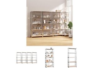 8721032017768 - The Living Store - Regale mit 5 Böden 4 Stk Silbern Stahl & Holzwerkstoff - Industrieregale - Silber