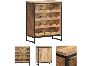 8721032019496 - The Living Store - Weinschrank 62x33x785 cm Raues Mangoholz - Weinregale - Braun