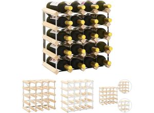 8721032020935 - The Living Store - Weinregal für 20 Flaschen Massivholz Kiefer - Weinregale - Beige