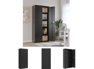 8721032071791 - The Living Store Aktenschrank Schwarz 90x40x200 cm Stahl - Aktenschränke - Schwarz