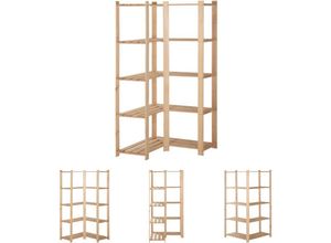 8721032077571 - Eck-Lagerregal mit 5 Böden 825x825x170 cm Massivholz Kiefer - Industrieregale - Braun - The Living Store