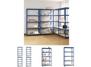 8721032150618 - The Living Store Regale mit 5 Böden 4 Stk Blau Stahl & Holzwerkstoff - Industrieregale - Blau