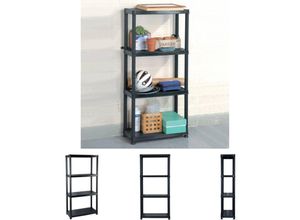 8721032151271 - Lagerregal 4-Tier Schwarz 61x305x130 cm Kunststoff - Industrieregale - Schwarz - The Living Store