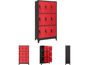 8721032152452 - Prolenta Premium - The Living Store Schließfachschrank Anthrazit und Rot 90x45x180 cm Stahl - Aufbewahrungsschränke & Schließfächer - Anthrazit