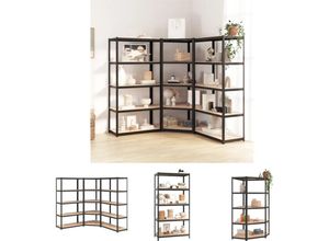 8721032163458 - The Living Store Schwerlastregale mit 5 Böden 3 Stk Grau Stahl & Holzwerkstoff - Industrieregale - Grau