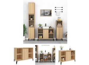 8721032163533 - The Living Store Waschbeckenunterschrank Sonoma-Eiche 80x33x60 cm Holzwerkstoff - Badezimmerwaschtische - Braun