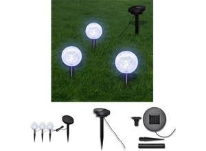 8721032166732 - Prolenta Premium - The Living Store Solarkugel 3 led Gartenleuchten mit Erdspießen & Solarmodul - Außenbeleuchtung - Weiß