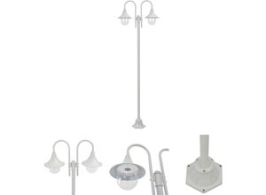 8721032187225 - Garten-Pollerleuchte E27 220 cm Aluminium 2-Laterne Weiß - Außenbeleuchtung - Weiß - The Living Store